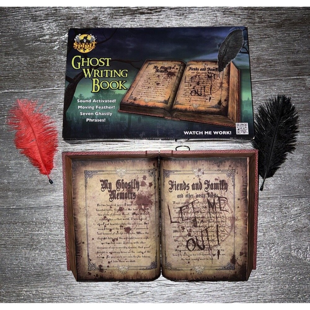 Spirit Halloween Ghost Writing Book Animated Haunted Prop Works Both Pens Video